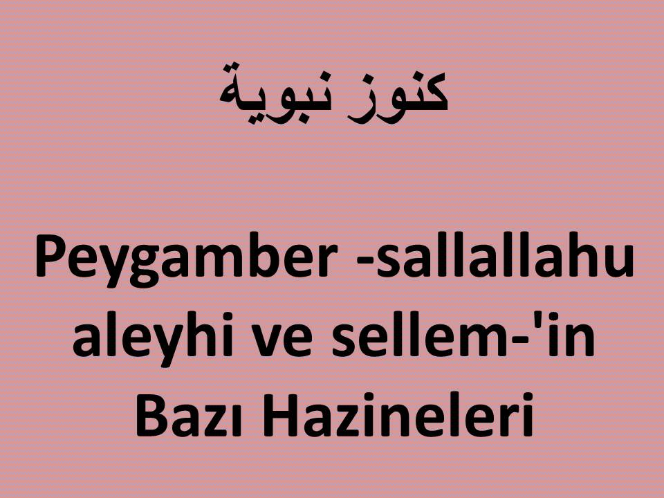 Peygamber -sallallahu aleyhi ve sellem-’in Bazı Hazineleri